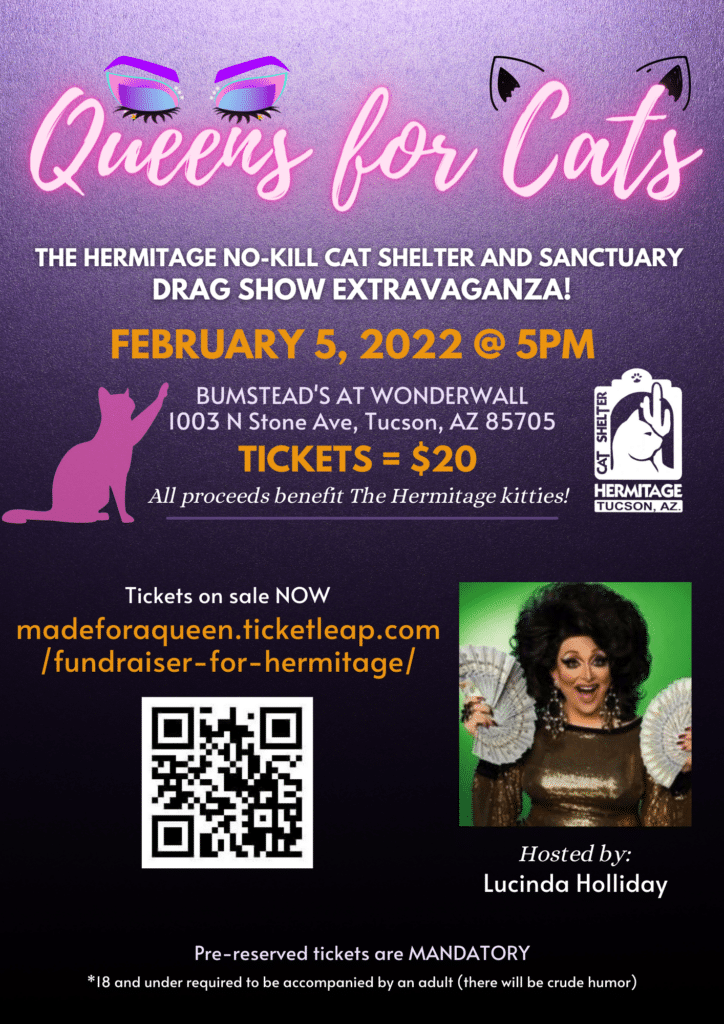 Feb 2022 Queens for cats event flyer